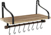 Large Wall Floating Shelf Kitchen Bathroom Storage Rustic Wood Rack With 8 Hooks