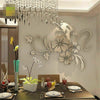 3D Mirror Flower Art Removable Wall Sticker Acrylic Mural Decal Home Room Decor
