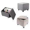 Footstool Ottoman with Lift Up Storage Box Pouffe Folding Linen Padded Footrest