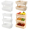 2 3 Tier Fruit Vegetable Basket Wooden Bowl Rack Stand Kitchen Storage Unit NEW