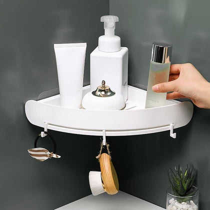 Bathroom Corner Shower Plastic Shelf Tidy Wall Storage Basket Kitchen Caddy Rack