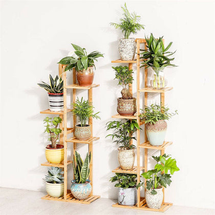 Eco-friendly Bamboo 6/7 Potted Plant Stand Rack Indoor Multiple Flower Pot Shelf