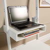 White 3 Tier Ladder Desk Unit Home Office Shelving Storage with Stool Included