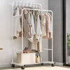 MOBILE DOUBLE CLOTHES RAIL COAT GARMENT HANGING RAIL RACK STORAGE STAND UK SHIP