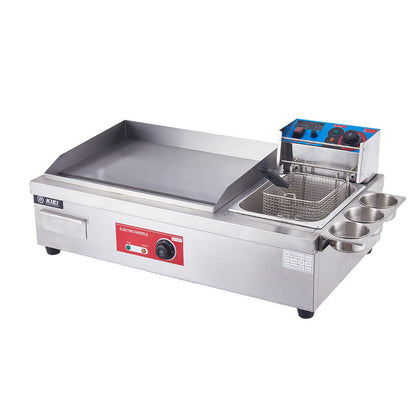 2-In-1 Electric Deep Fat Fryer & Griddle Plate Commercial Food Frying Cooking