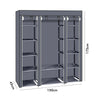 Large Canvas Fabric Wardrobe With Hanging Rail Shelving Clothes Storage Cupboard