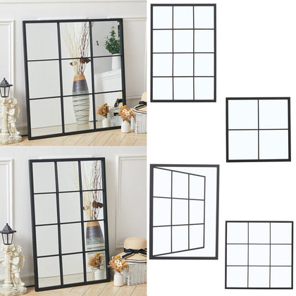 Rectangle Square Rustic Window Style Hanging Wall Mirror Hallway Home Decor