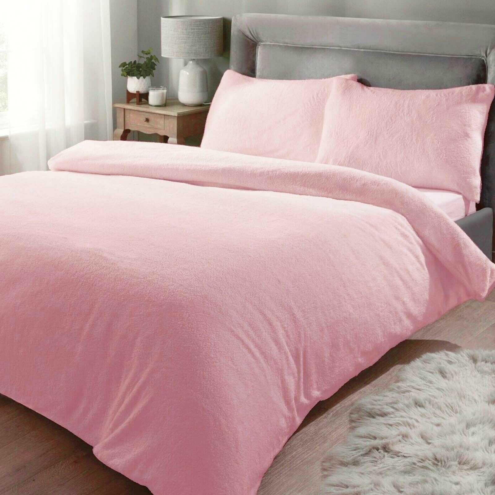 Single Teddy Fleece Duvet Cover with Pillow Case Thermal Warm Bedding Set