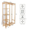 Wardrobe Clothes Cupboard Hanging Rail Storage Shelves with Wood Frame and Cover