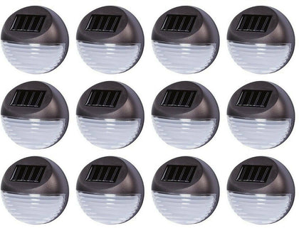 12 Solar Powered LED Garden Fence Lights Wall Patio Decking Outdoor Lighting