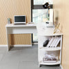 White L-Shaped Computer Desk Corner PC Table w/ Shelves Workstation Home Office