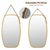 Oval Mirror Bamboo Framed Hanging with Adjustable Leather Strap Wall Mirrors New