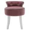 Velvet/PU Dressing Table Chair Small Guest Reception Stool Button Padded Seat