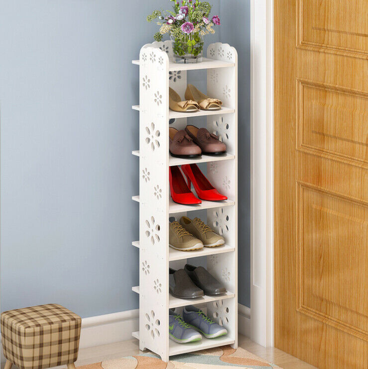 White Wooden 7-Tier Shoe Organizer Rack