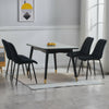 Set of 2 Modern Black Dining Chairs Velvet Padded Seat Metal Legs Kitchen Lounge
