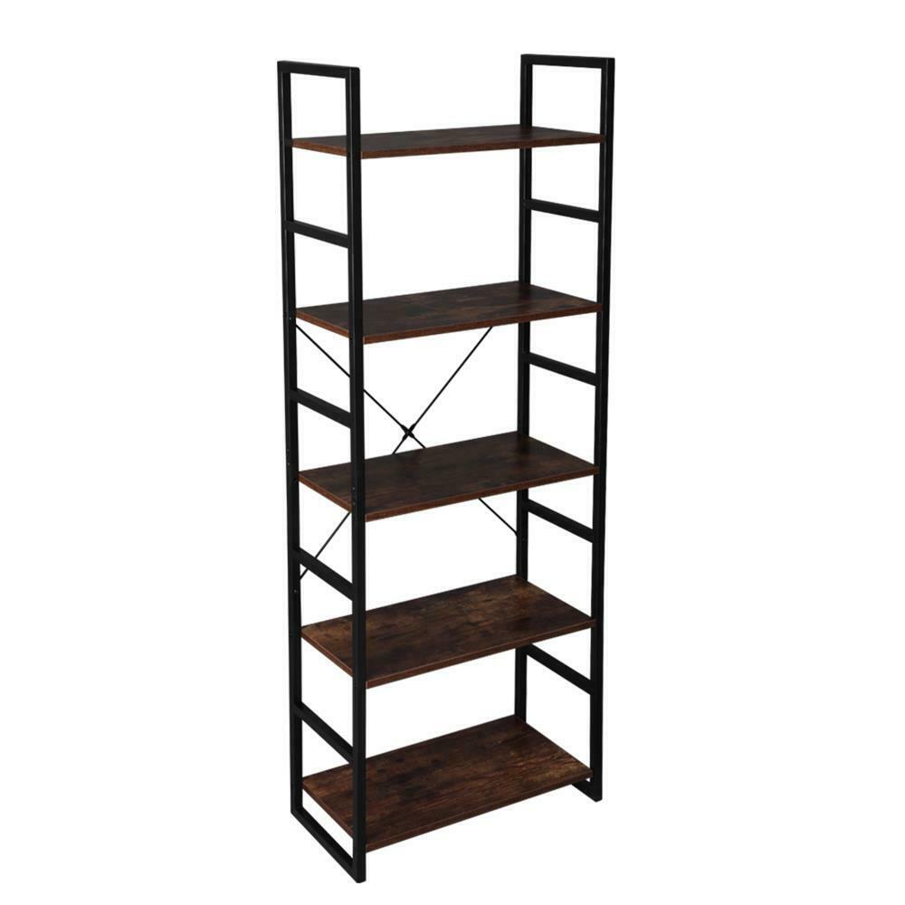 5-Tier Metal Ladder Shelf Bookshelf Storage Rack Plants Display Shelving Unit UK