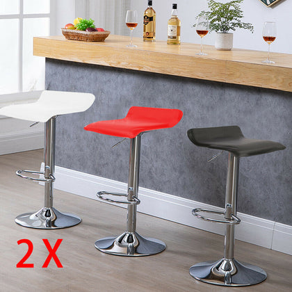 2X Bar Stools PU Leather Swivel Gas Lift Chair Kitchen Breakfast Pub Black