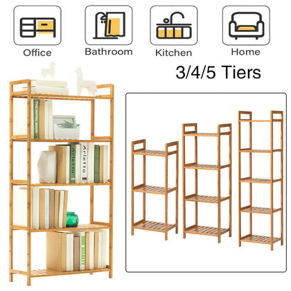 Solid Wood Book Shelves 3/4 Tier Display Storage Shelf Living Room Shelving Unit