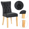 2/4 PU Leather Dining Chairs Thick Padded Seat High Back With Buttons Wood Legs