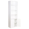6 Tier Bookcase With 2 Door Cupboard Cabinet Storage Shelving Display Wood Shelf