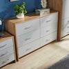 Wide Chest of 6 Drawers Grey Bedroom Storage Drawers Metal Runners