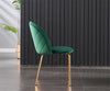 2X Morden Velvet Fabric Dining Chairs Metal Brass Legs Kitchen Padded Seat Green