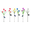 LED Solar 3-Tulip Flower Light Outdoor Waterproof Garden Lawn Stake Lamp UK