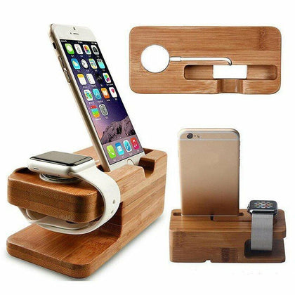Wooden Charger Phone Stand Charging Dock for iWatch iPhone X XR XSM Apple Watch