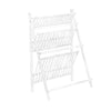 3 Layers White Ladder Shelf Bookshelf Display Rack Plant Stand Storage Foldable