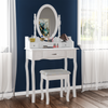 Nishano Dressing Table 3 Drawer White Makeup Vanity Mirror Bedroom Desk Stool