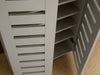 2 Door Grey Wooden Shoe Storage Cabinet Rack Stand Cupboard Slatted Doors