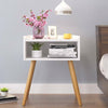 Morden White Bedside Table Night Stand Cabinet With Storage Shelves Wooden Legs