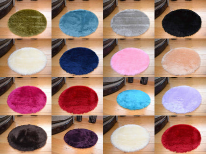 Small Plain Circle Round Circular Circles Soft Fluffy Fake Sheepskin Rugs Cheap