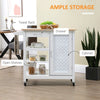 White Rolling Kitchen Island Cabinet Buffet Wheels Drawer Trolley Serving Cart