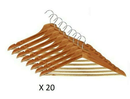 WOODEN COAT HANGERS SUIT GARMENT CLOTHES WARDROBE WOOD HANGER TROUSER BAR