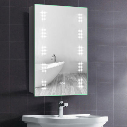 LED Bathroom Mirror Cabinet With Demister Pad Sensor Shaver Socket Wall Mounted