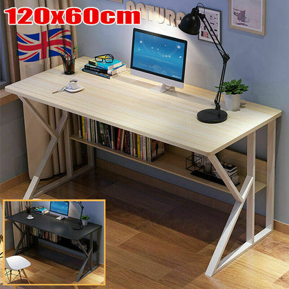 Home Office Computer Desk PC Study Writing Table Workstation Shelf Furniture UK