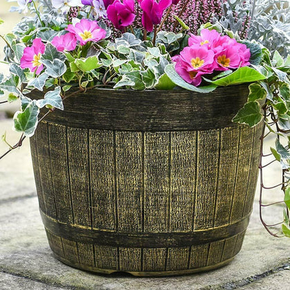 Whiskey Barrel Garden Planter Lightweight Weatherproof 1, 2 or 5 x Planters T&M