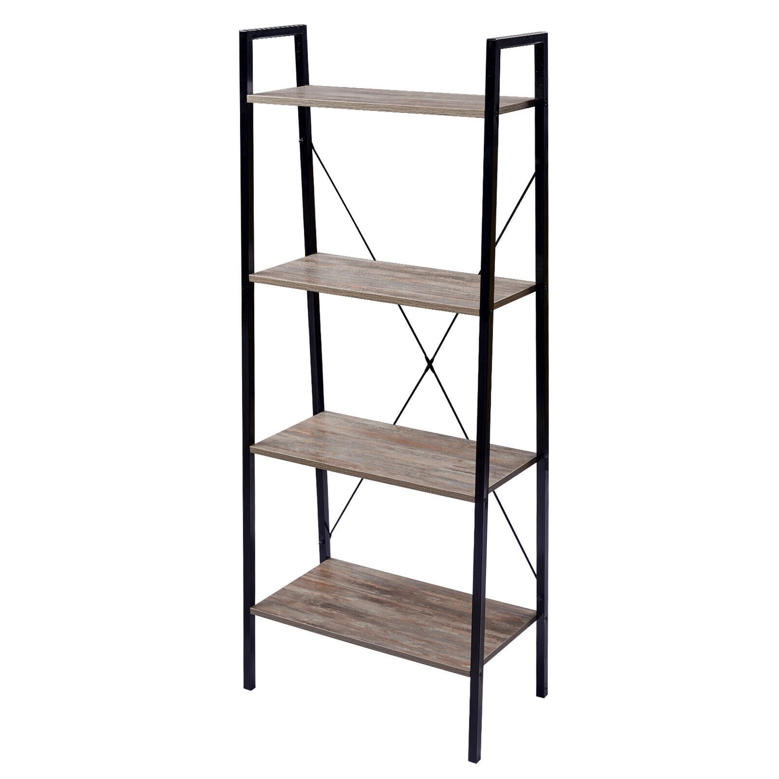 4-Tier Storage Rack Bookcase Display Plants Stand Shelf Metal Frame Ladder Shelf