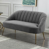 Modern 2 Seater Sofa Armchair Loveseat Scalloped Accent Couch Settee Metal Frame