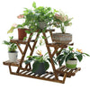 6 Tiered Stable Triangular Structure Wood Plant Stand Shelf Outdoor Corner Rack