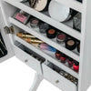 Freestanding Mirrored Jewelry Cabinet Organizer Stand 4-Layer Shelf 2 Drawer