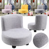 Modern Small Sofa Chair Linen Fabric Padded Footstool With Black Wood Leg
