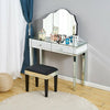 Bedroom 1/2 Drawers Mirrored Glass Dressing Table Cushioned Stool Mirror Set UK