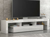 Large TV Unit Cabinet Stand White High Gloss Doors Matt Body with RGB LED Lights