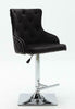 WINCHESTER Black Velvet Swivel Bar Stool Button Back Kitchen/Breakfast Chair (BLACK)