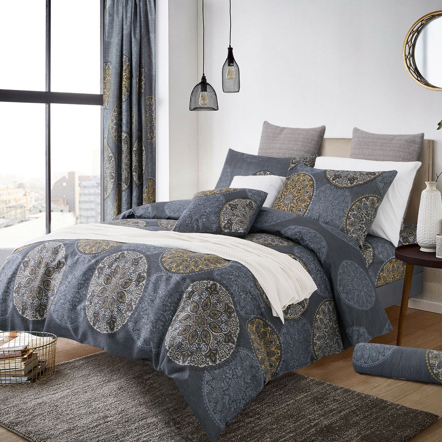 Reversible Duvet Quilt Cover Bedding Set Single Double King Size + Pillow Cases