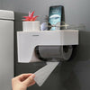 Wall Mounted Bathroom Paper Holder Roll Tissue Plastic Box Toilet Storage Stand