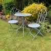 Grey Bistro Set Outdoor Patio Garden Furniture Table and 2 Chairs Metal Frame