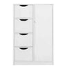 Free Standing Entryway Cabinet Bathroom Storage Organizer Rack 4 Drawers + Door